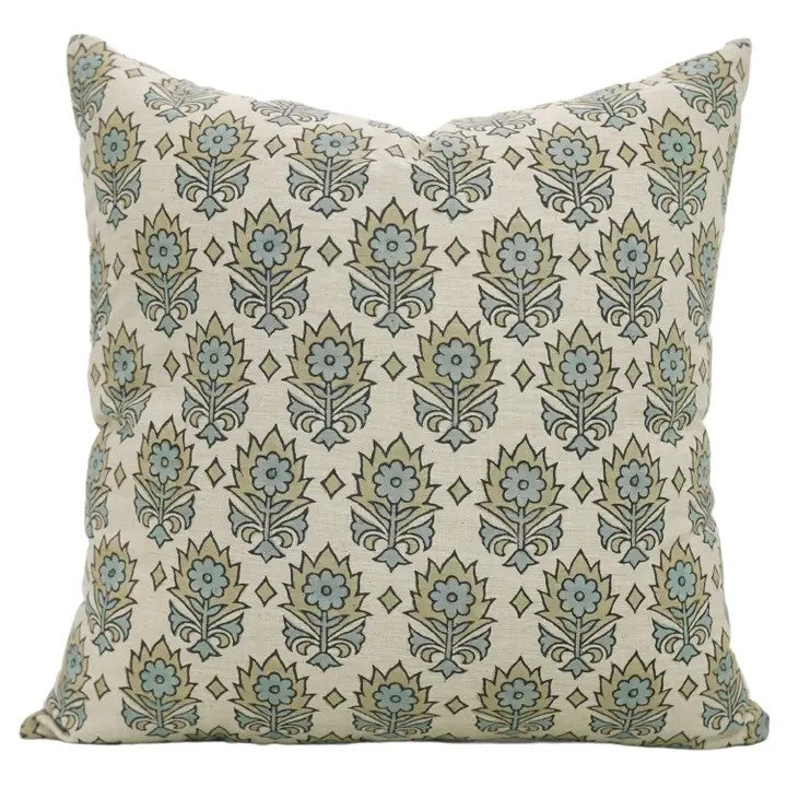 Interior Décor Block Printed Linen Blend Pillow Cover - Kusum