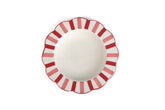 Ceramic stripe Salad Plate,  Rose Red - 8.25 x 8.25 x 1.25 Inches