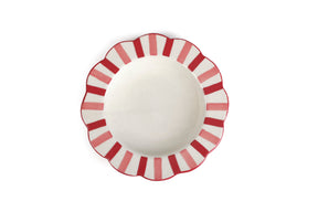 Ceramic stripe Salad Plate,  Rose Red - 8.25 x 8.25 x 1.25 Inches