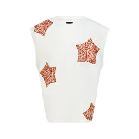 Sequin Patch Sleeveless Shirt
