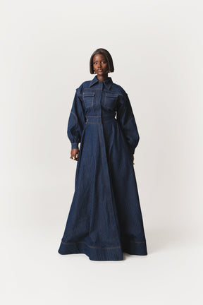 Denim Pinstripe EMMA Maxi Dress