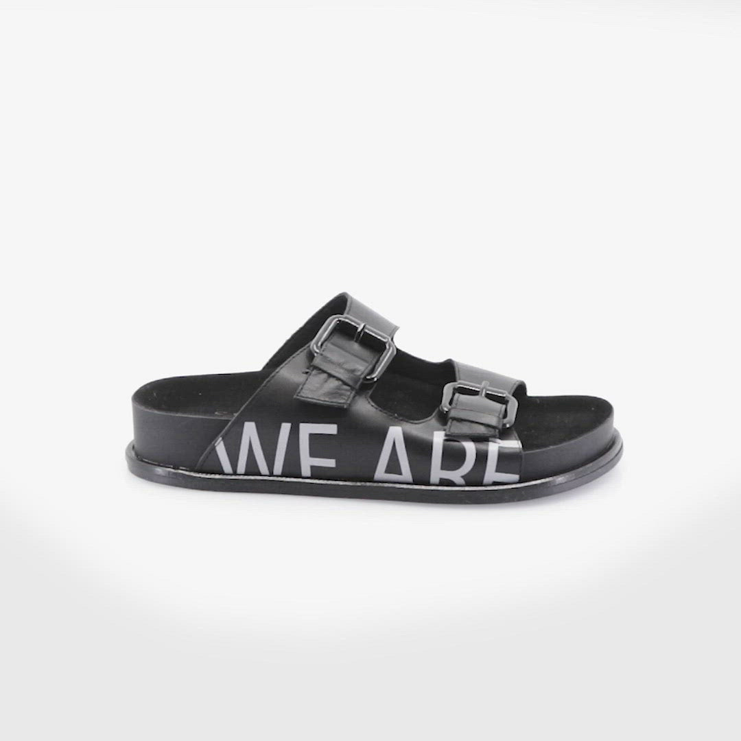 Stylish Black Birk Leather Sandals Minty