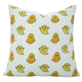 Handcrafted Hand-Carved Block  Print Thick Cotton White Cushion Cover - Ghost