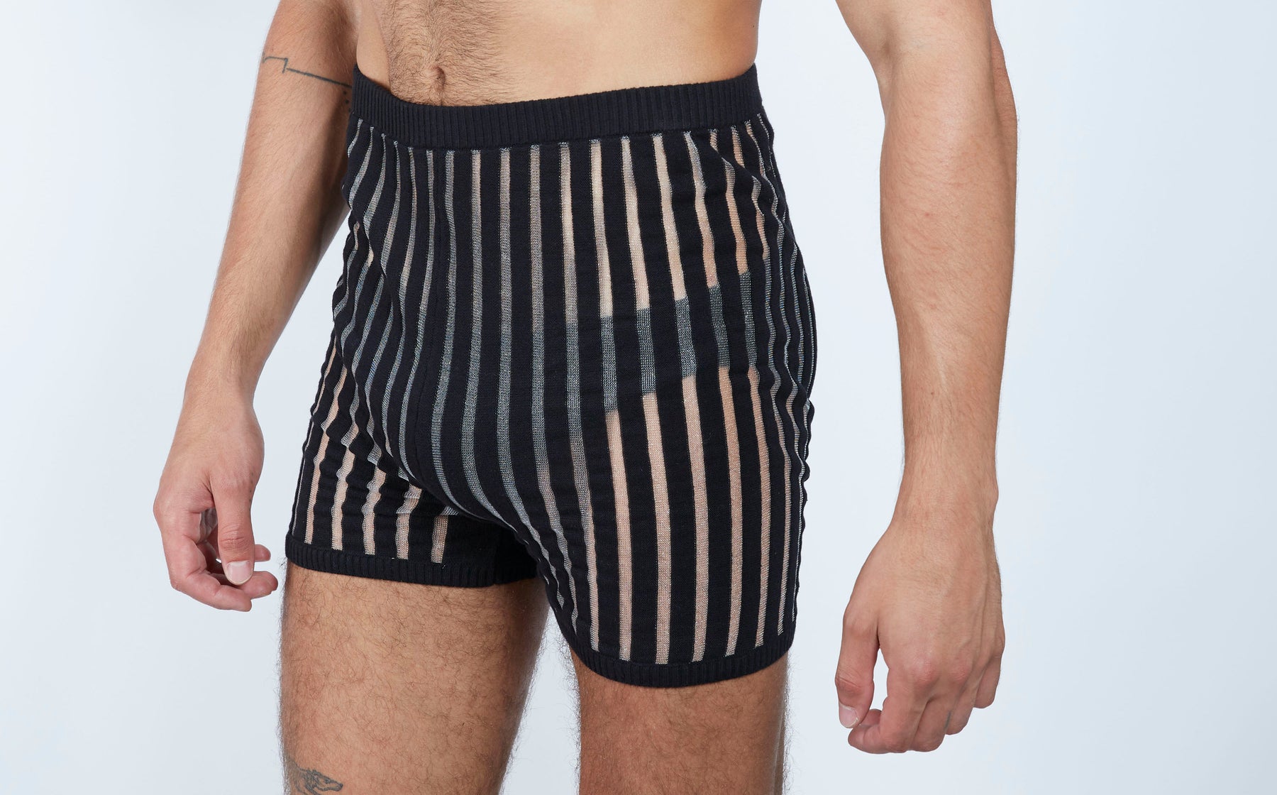 Transparent/Solid Striped Shorts