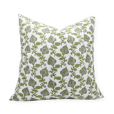 Classic Hand Made Block Print Thick Cotton White Pillow Cover - Madhubala
