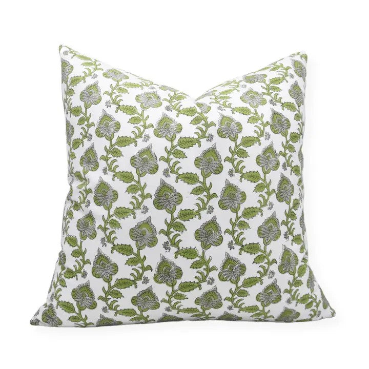 Classic Hand Made Block Print Thick Cotton White Pillow Cover - Madhubala