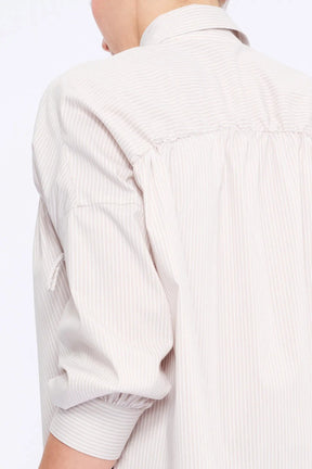 Star Gathered Shoulder Blouse | Striped Sand