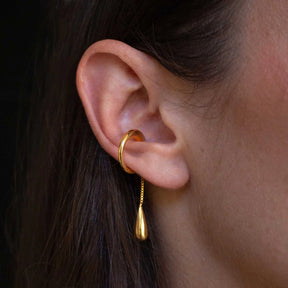 Sculptural Gold Drop Ear Cuff