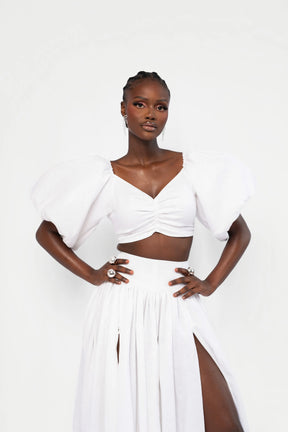 Linen SKYE Puffy Sleeve Crop Top