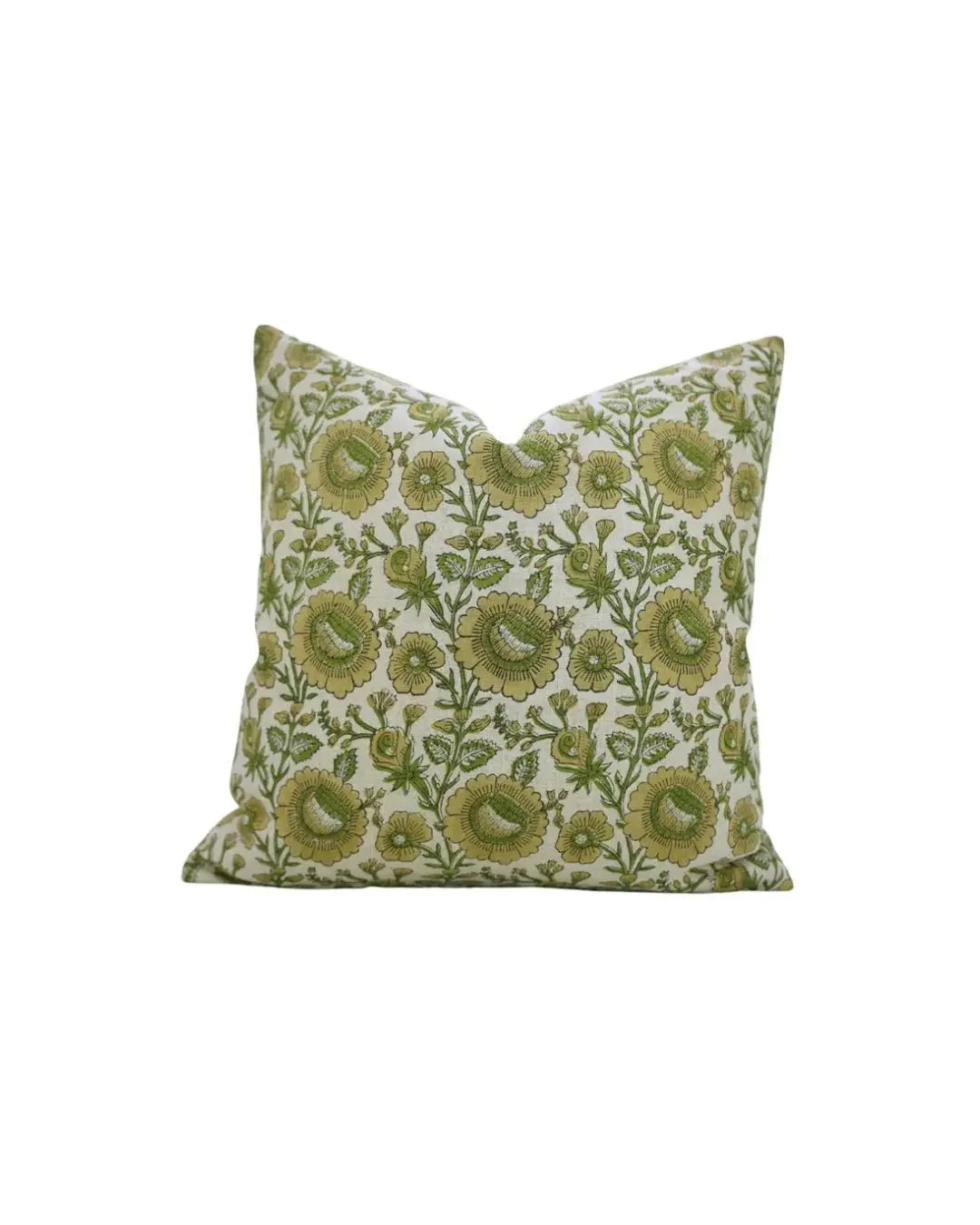 Decorative Hand-Block Printed Design Pure Linen Pillow Cover - Sunflower