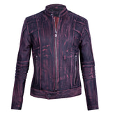 Wine red heather leather jacket