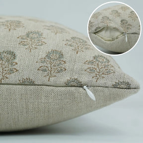 Decorative  Pillow Cover  Thick Linen Zipper Cushion Cover -bagru Buti