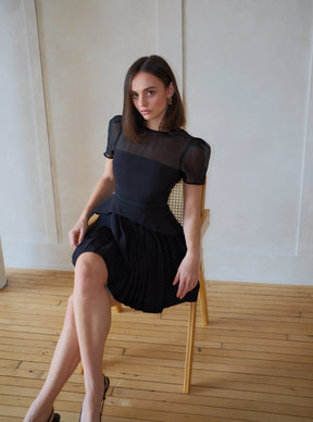 Seraphina Black Pleated Dress