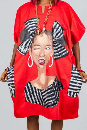 Dunsi By Afrikoncept (african Queen Hand Painted Dress) ---af-828