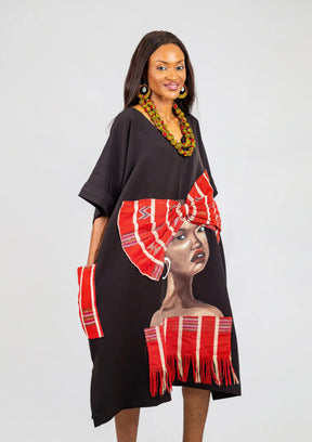 Dunsi By Afrikoncept (African Queen hand Painted Dress) ---AF-826
