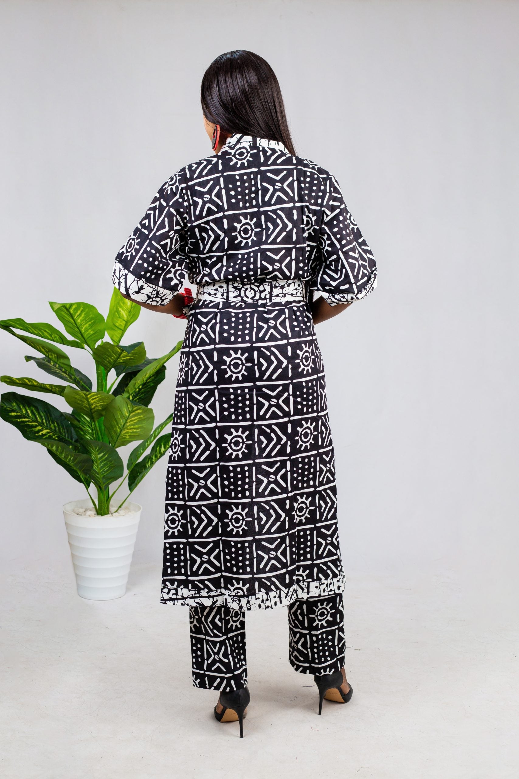 Abena Pants And Kimono Jacket Combo With Matching Belt (afk-1143)