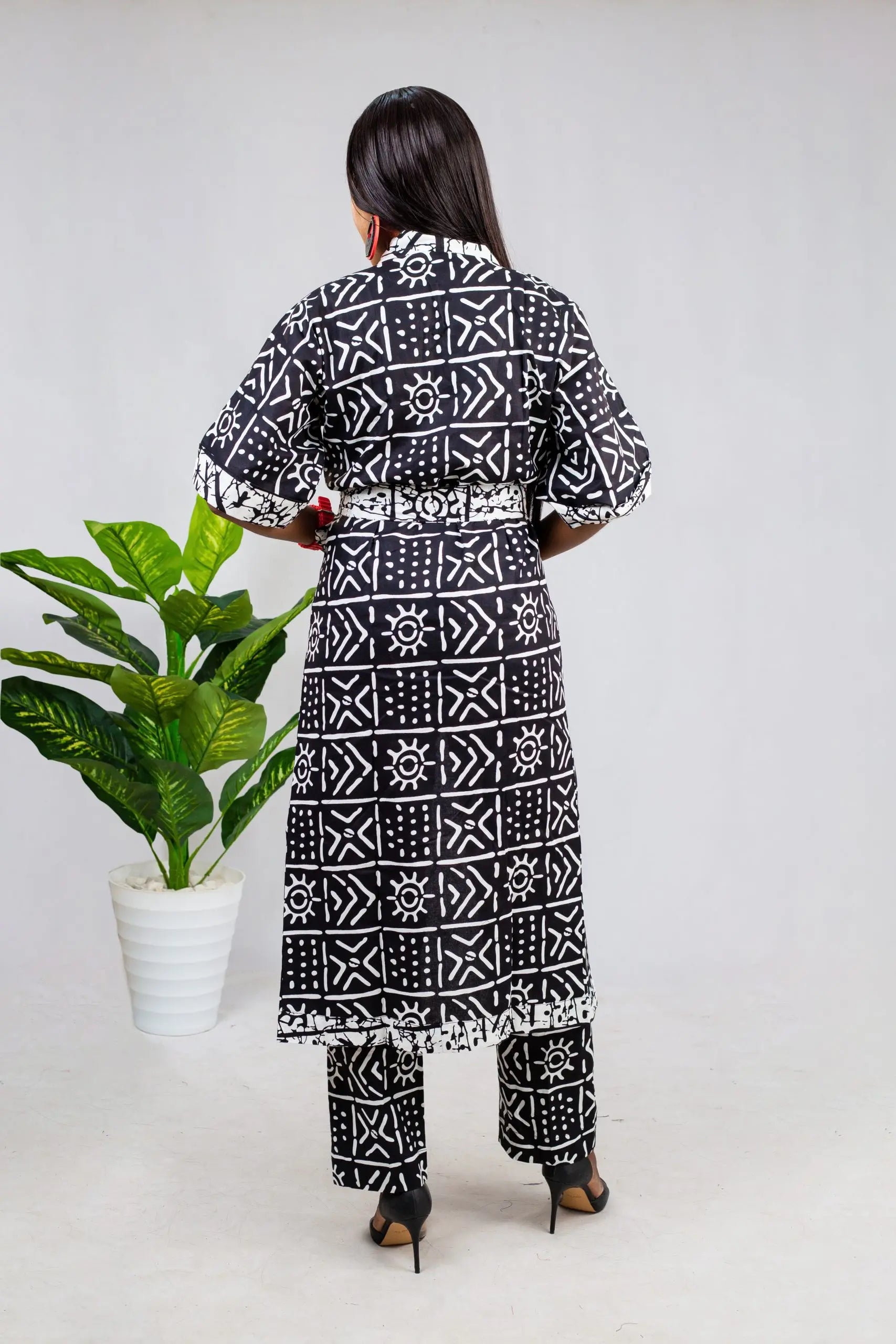 Abena Pants and Kimono Jacket Combo With Matching Belt (AFK-1143)
