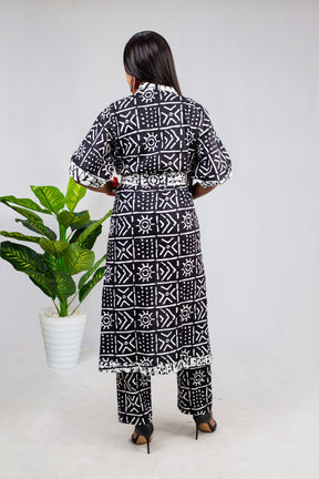 Abena Pants And Kimono Jacket Combo With Matching Belt (afk-1143)