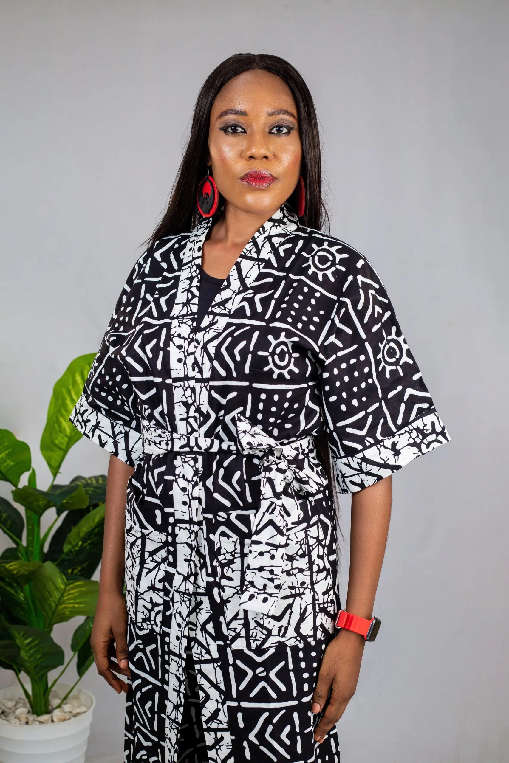 Abena Pants and Kimono Jacket Combo With Matching Belt (AFK-1143)