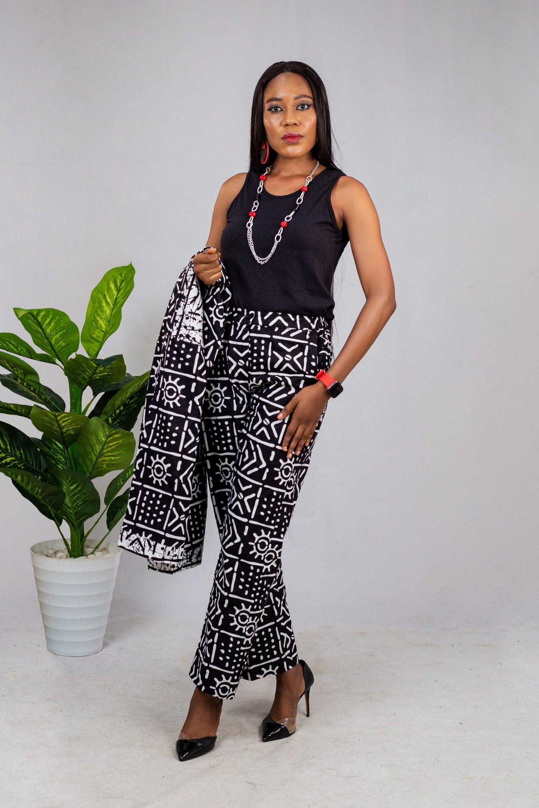 Abena Pants And Kimono Jacket Combo With Matching Belt (afk-1143)