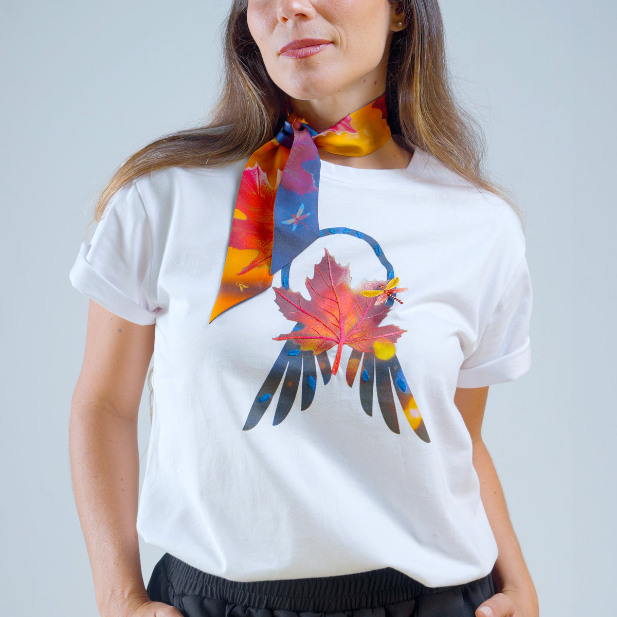 Autumn Hand-Embroidered Organic Cotton T-Shirt