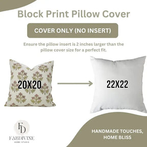 Handcrafted Block Print Linen Blend Pillow Cover - Chahat