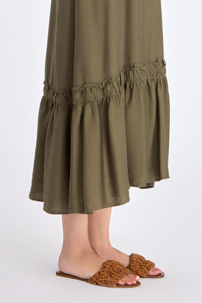 Blake Ruffle Detail Maxi Dress | Olive