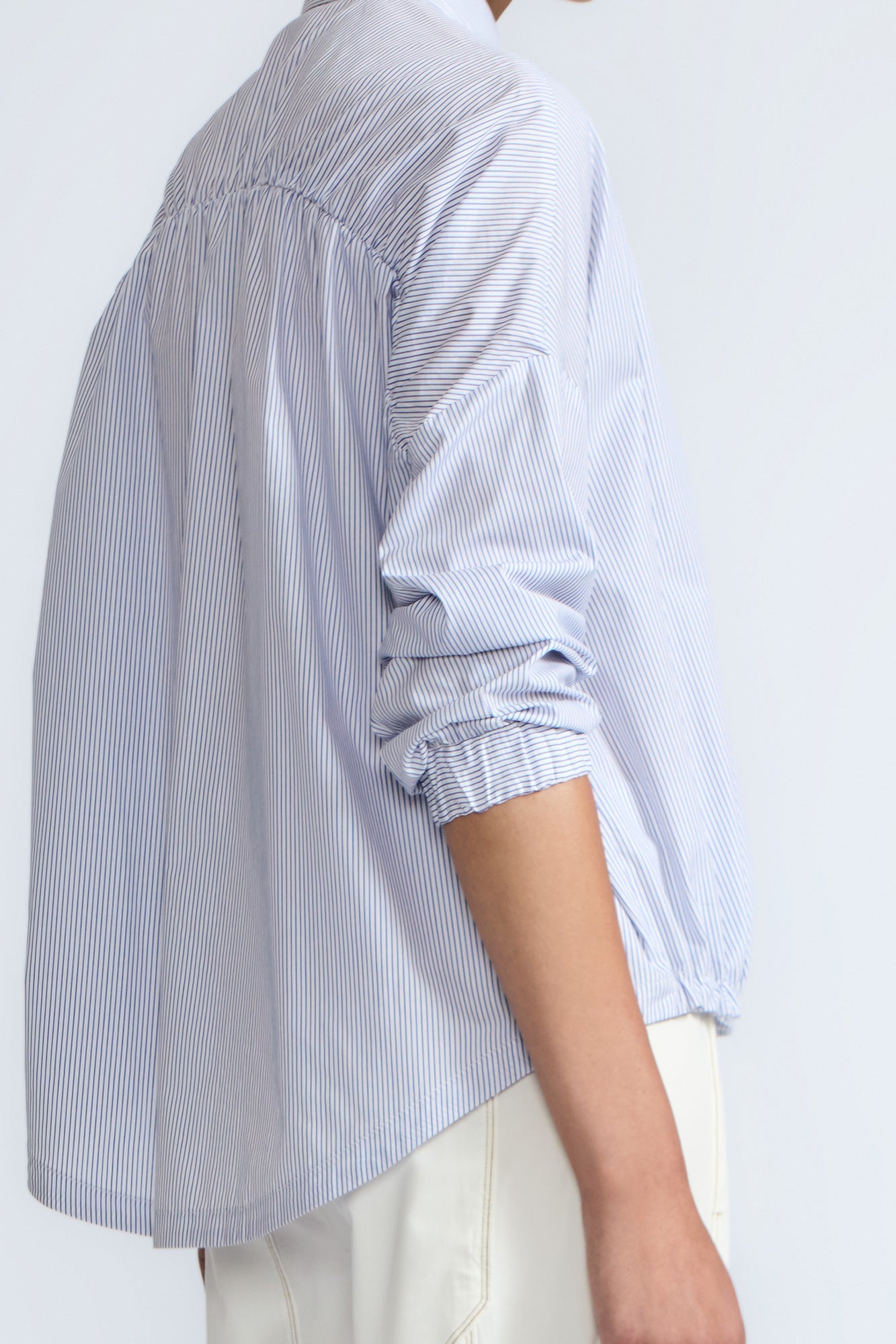 Hebe Asymmetrical Blouse | Light Blue Stripes