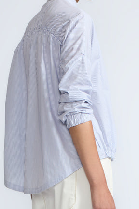 Hebe Asymmetrical Blouse | Light Blue Stripes