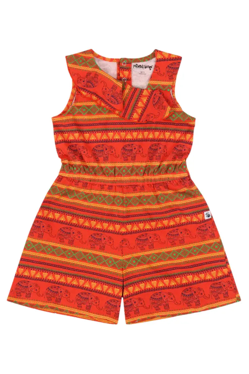 Mixed Up Clothing Volant Ruffle Shorts Romper - Jacquard Stripe