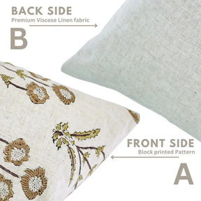 Unique Hand-Block Printed Design Viscose Linen Pillow Cover - Amitabh