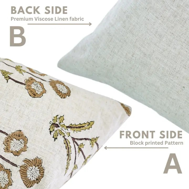 Unique Hand-Block Printed Design Viscose Linen Pillow Cover - Amitabh