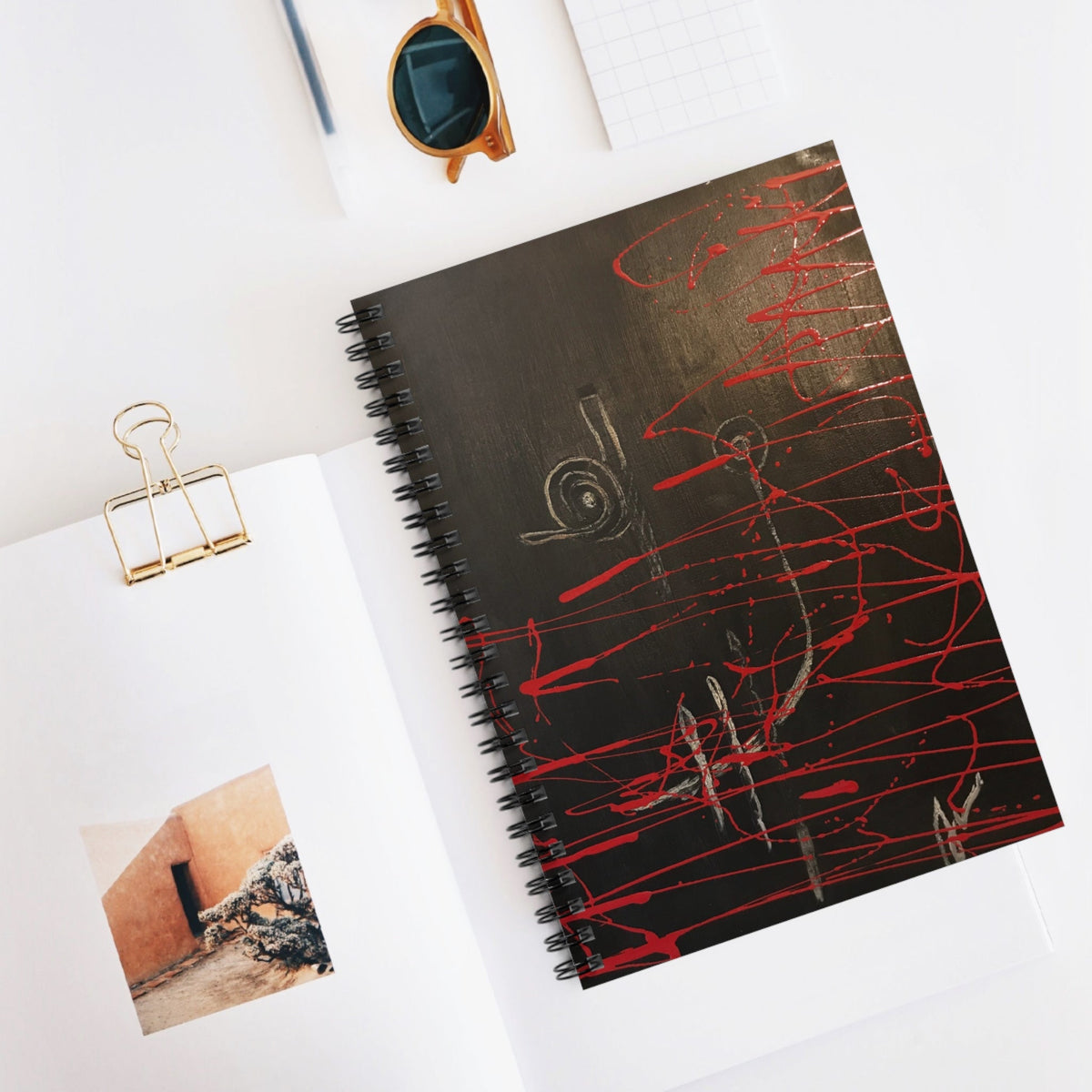 Artistic Ruled Notebook - Creative Journal for Artists, Gift for Writers, School Supplies, Black and Red Design