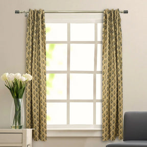 Bohemian Block Viscose Colored Linen Curtain - Coastal Tulip