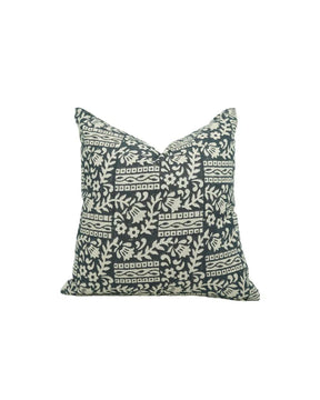 Decorative Hand-Carved Block Printed Pure Linen Pillow Cover - Mumtaz