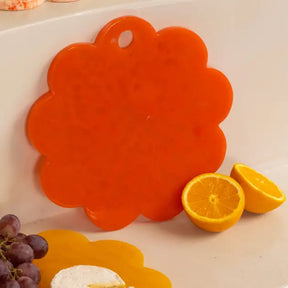 Scallop Resin Cheese Charcuterie Board, Orange - 9 Inches