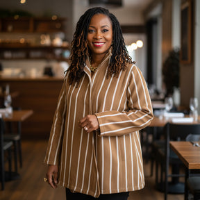 Adunni Tan Striped Statement Jacket
