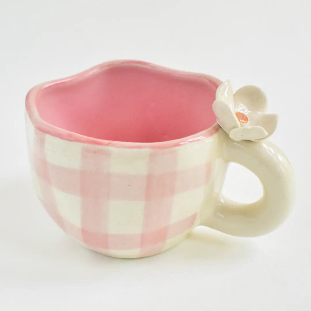 Handmade Ceramic Cups - Daisy (Pink), 200ml