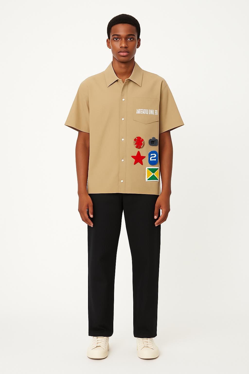 Khaki Logo Patch Cargo Shirt