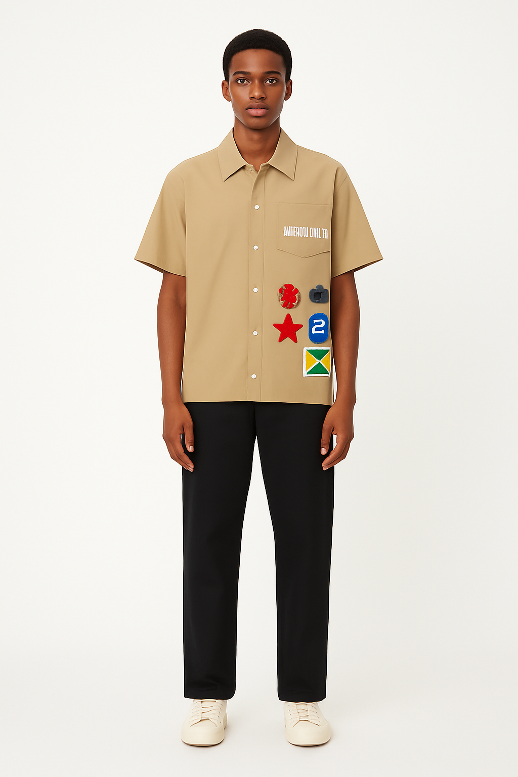 Khaki Logo Patch Cargo Shirt