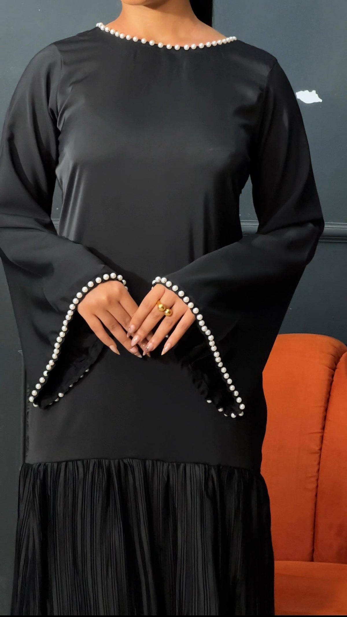 Laho Black Pearl Maxi Pleated Dress