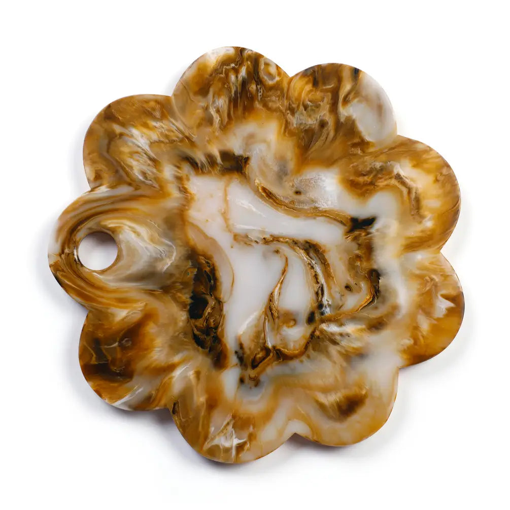 Scallop Resin Cheese Charcuterie Board, Brown - 9 Inches