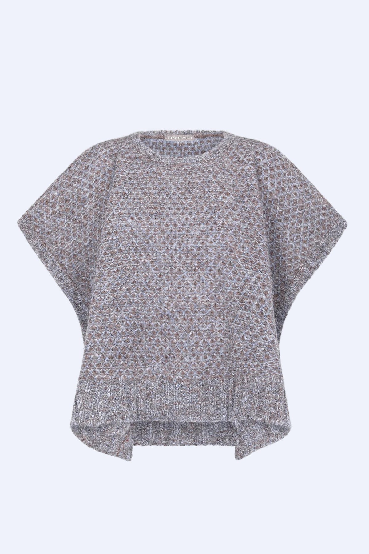 Chelsea Openwork Alpaca Poncho | Silver Melange