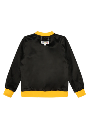 Kids Reversible Zip up Lightweight Bomber Jacket - Black/Yellow/Hello