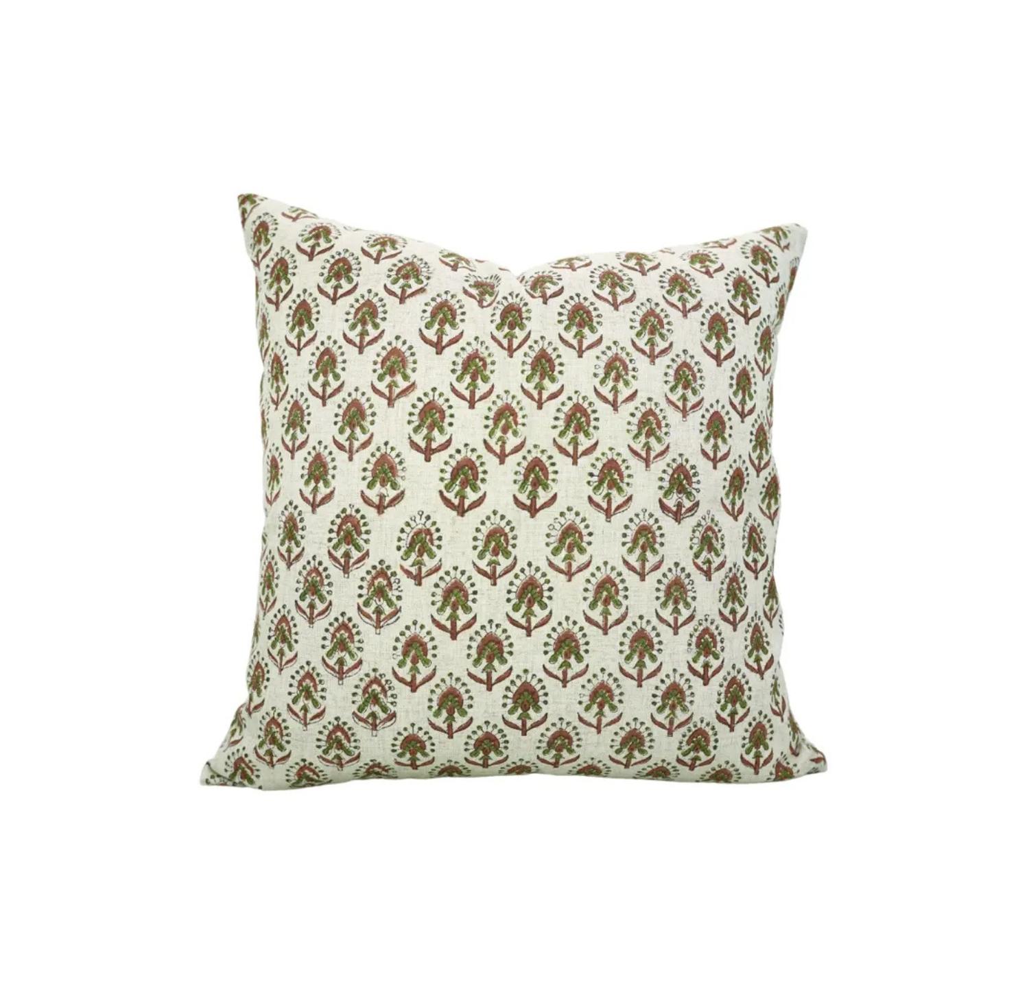 Decorative Hand Block Print Viscose Linen Pillow Cover- Gurukul