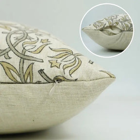 Unique Block Print Linen Blend Pillow Cover- Kamal Dutta