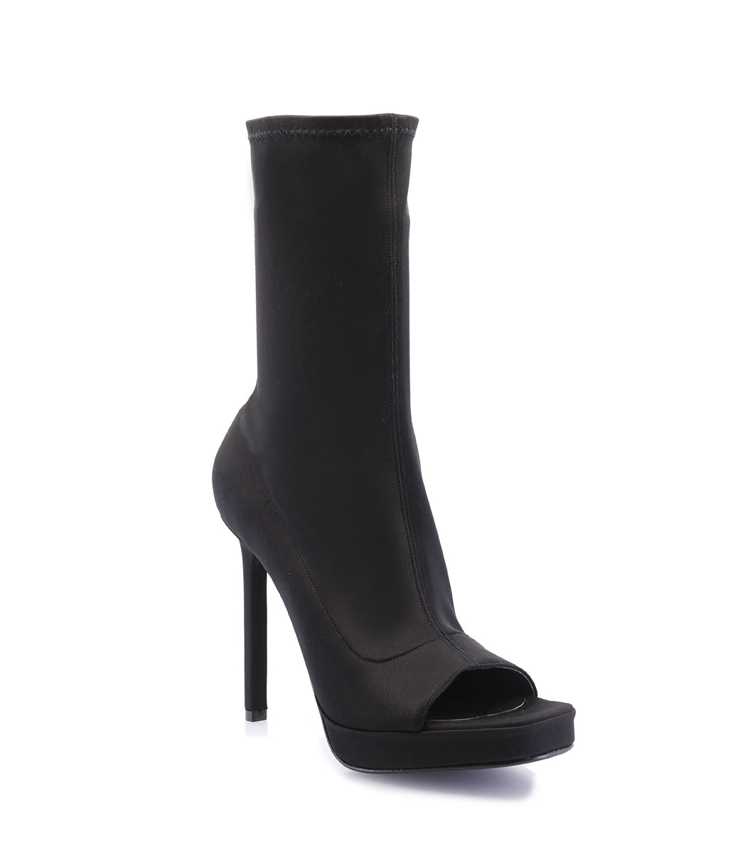 Sleek Open-Toe Black Booties Steff