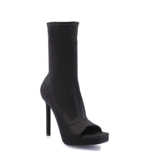 Sleek Open-Toe Black Booties Steff