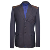 Brown Blazer in Dotted Fabric with Camel Suede Accents