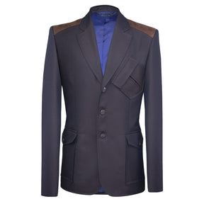 Brown Blazer in Dotted Fabric with Camel Suede Accents